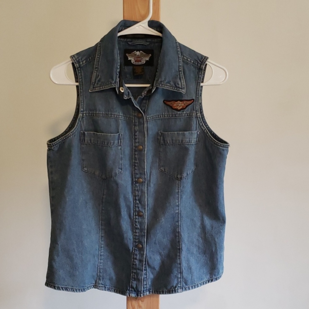 Harley Davidson Denim Sleeveless Top Size Medium
